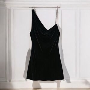 New Zara Black One Shoulder Slip Dress
